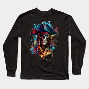 Colorful Pirate Skull Long Sleeve T-Shirt